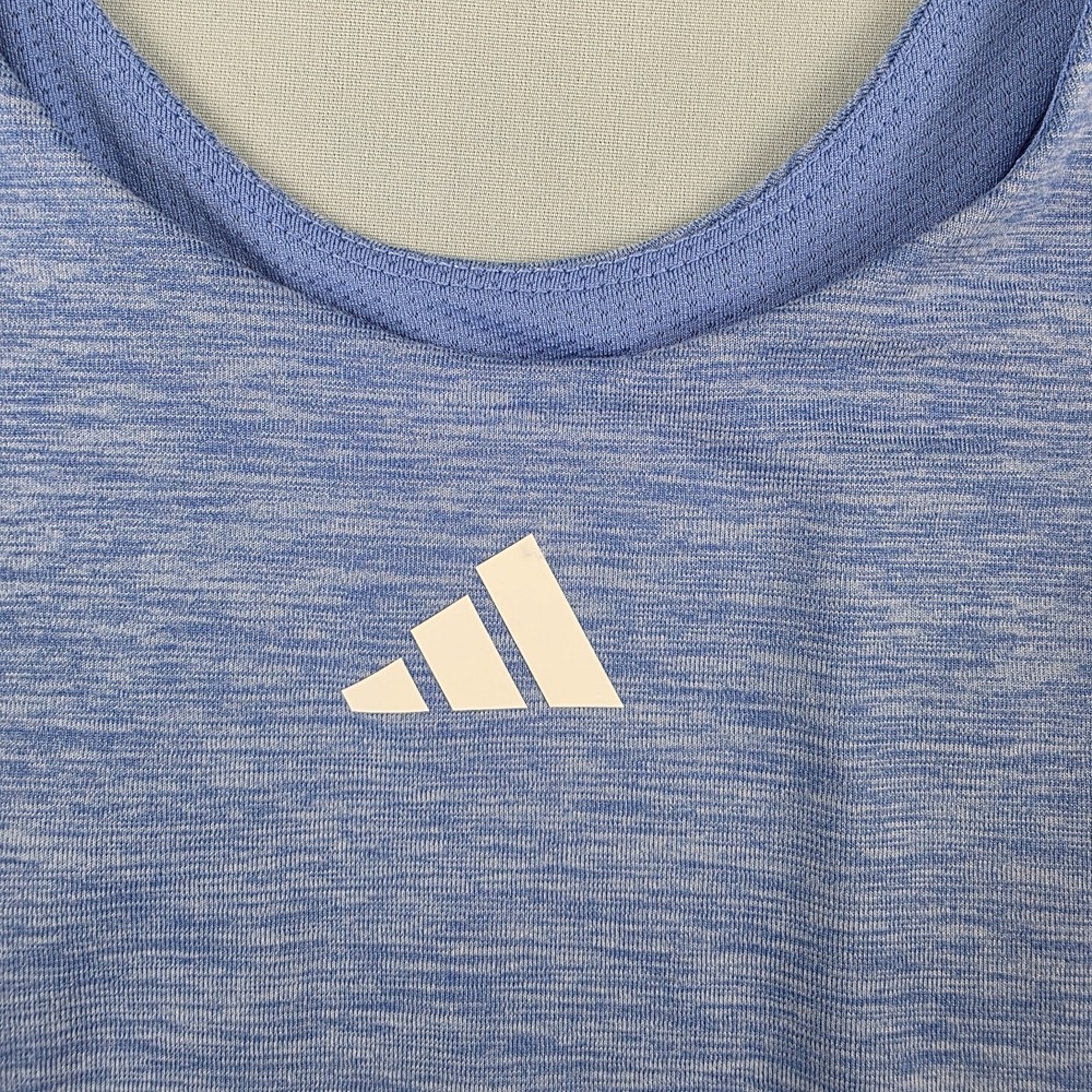 NEW WT Adidas Girls Melange Training Athletic Tank Size XS 6 6X Blue w/ LT Blue - Picture 3 of 8